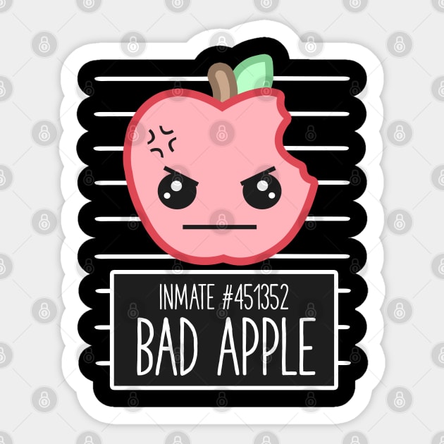 Cute Funny Bad Apple Mugshot Bad Attitude Pun Sticker by MintedFresh